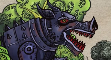 Closeup of Sieorolota (Iron Pig) from the 2D animation of the Myths and Tales of Cyprus episode for Press and Information Office Cyprus series