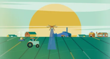 EU project promotional animation thumbnail showing agricultural landscape, drone monitoring crops and smart farming systems for the AMBROSIA Horizon Europe project