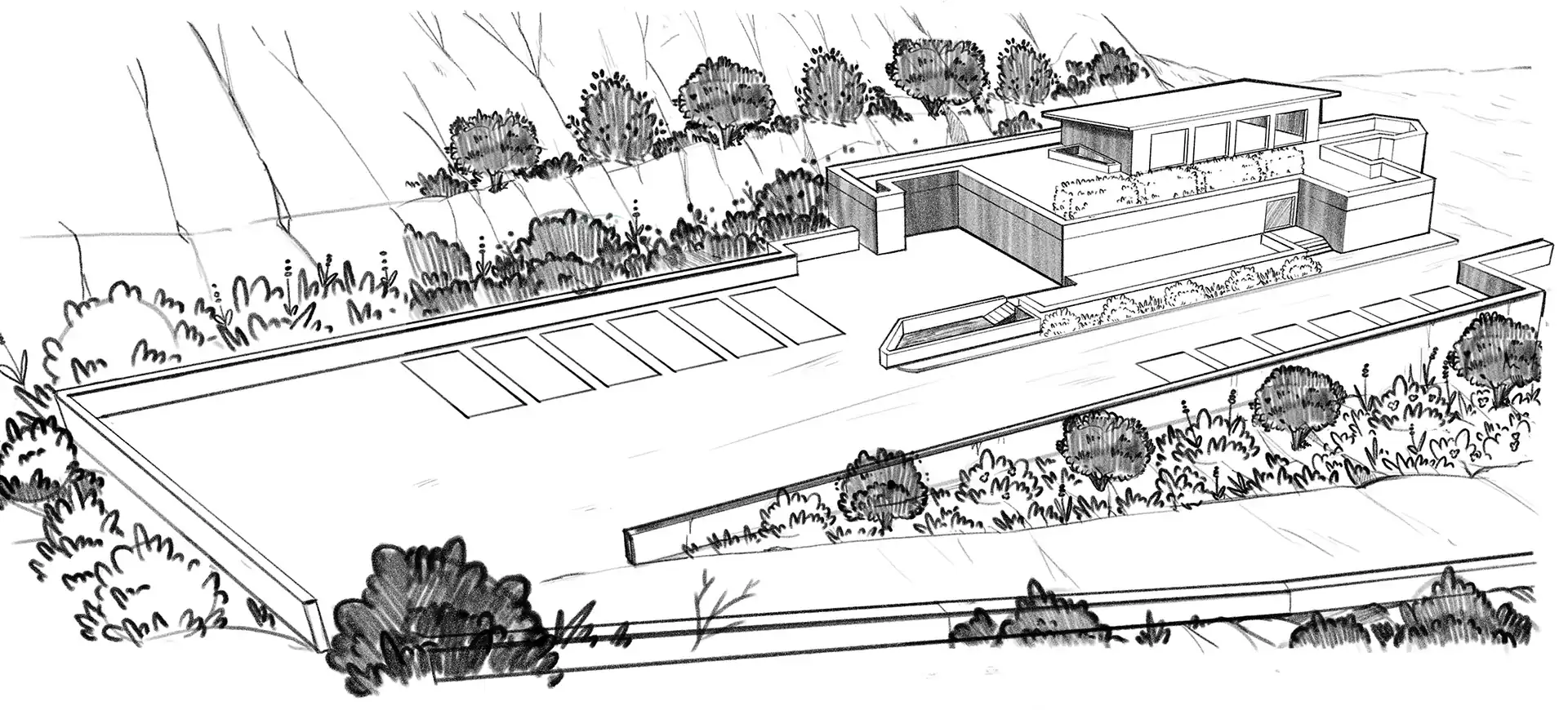 Visual development sketch of Honeymell Theme Park environment for the animated film Zak the Bee Tour Guide