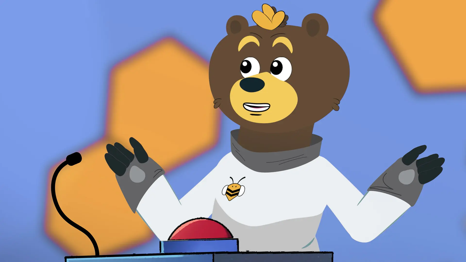 Zak answering quiz during the competition in the animated film Zak the Bee Tour Guide