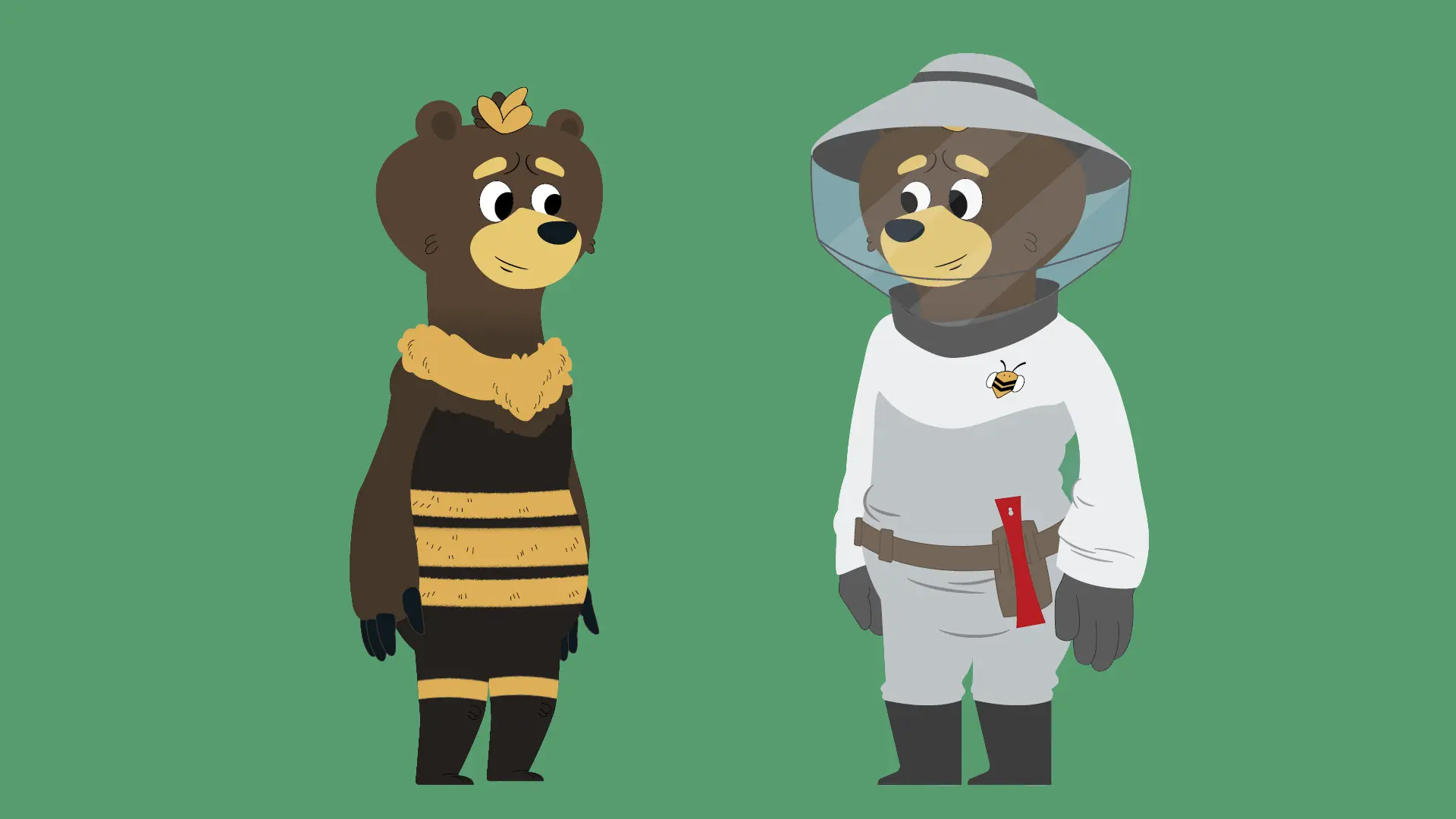 Final character design of Zak the bear protagonist from the animated exhibition film Zak the Bee Tour Guide