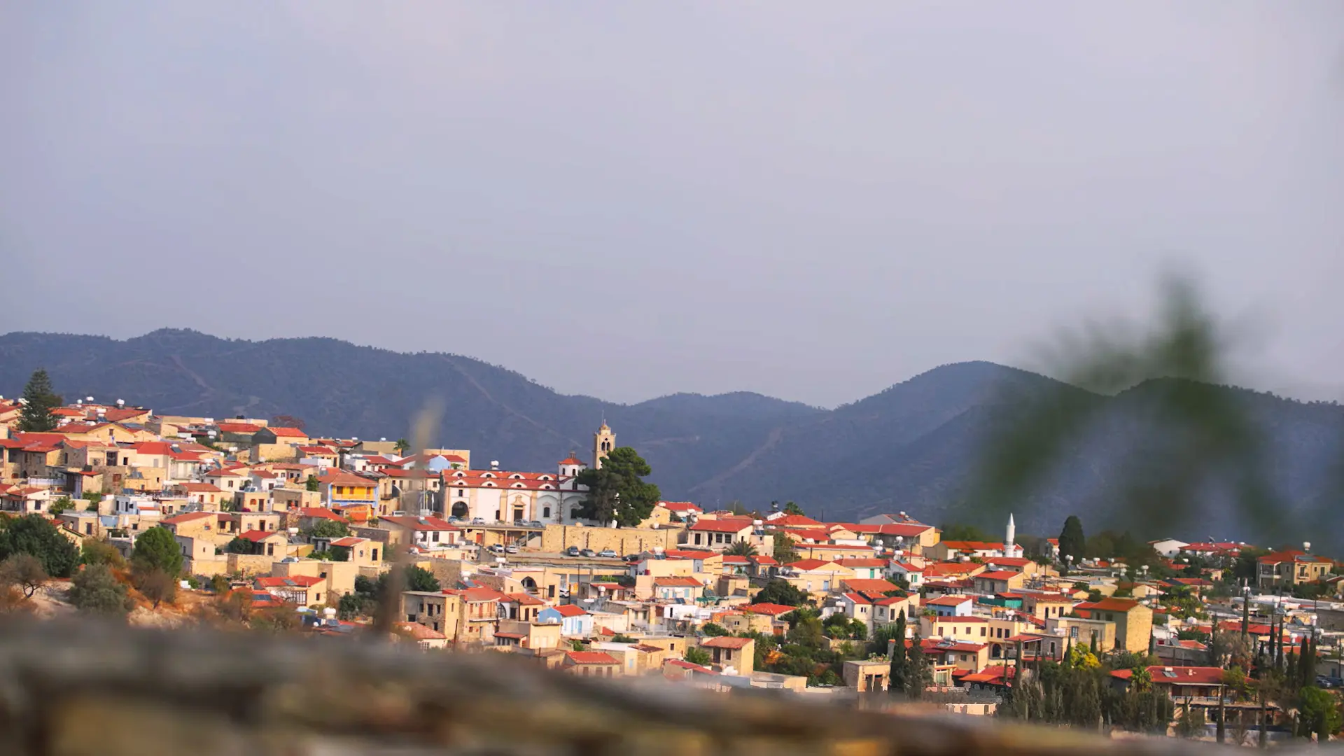 Lefkara village in Cyprus with traditional stone houses and mountains, featured in the Cyprus EU Presidency 2026 identity film